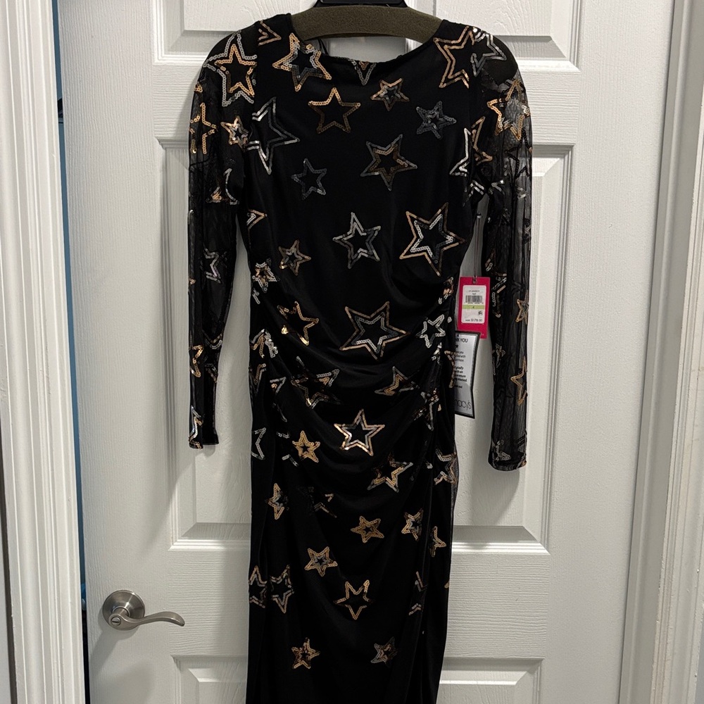 Vince Camuto Black and Gold Sequin Dress